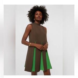 Tuckernuck Demitasse Griffiths Dress S Brown Green NWT A-Line Mini Mod Chic